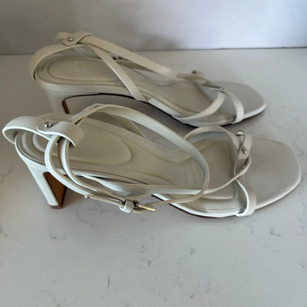 Vince Marilyn Strappy white Leather Heels | Size 6 | New Without Box